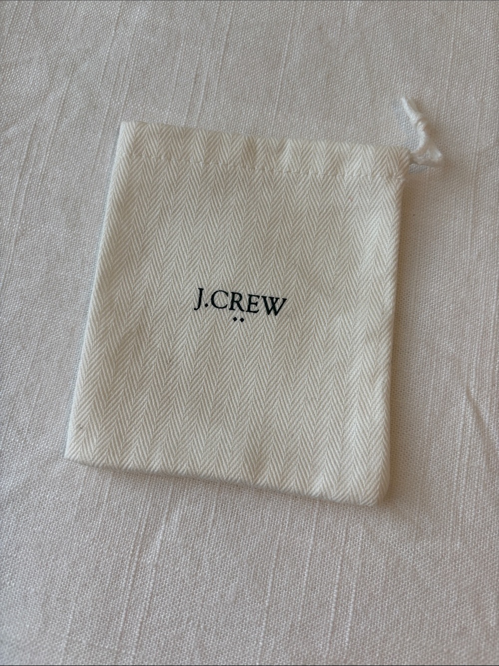 J. Crew Jewelry Travel Cream Herringbone Drawstring Pouch NEW